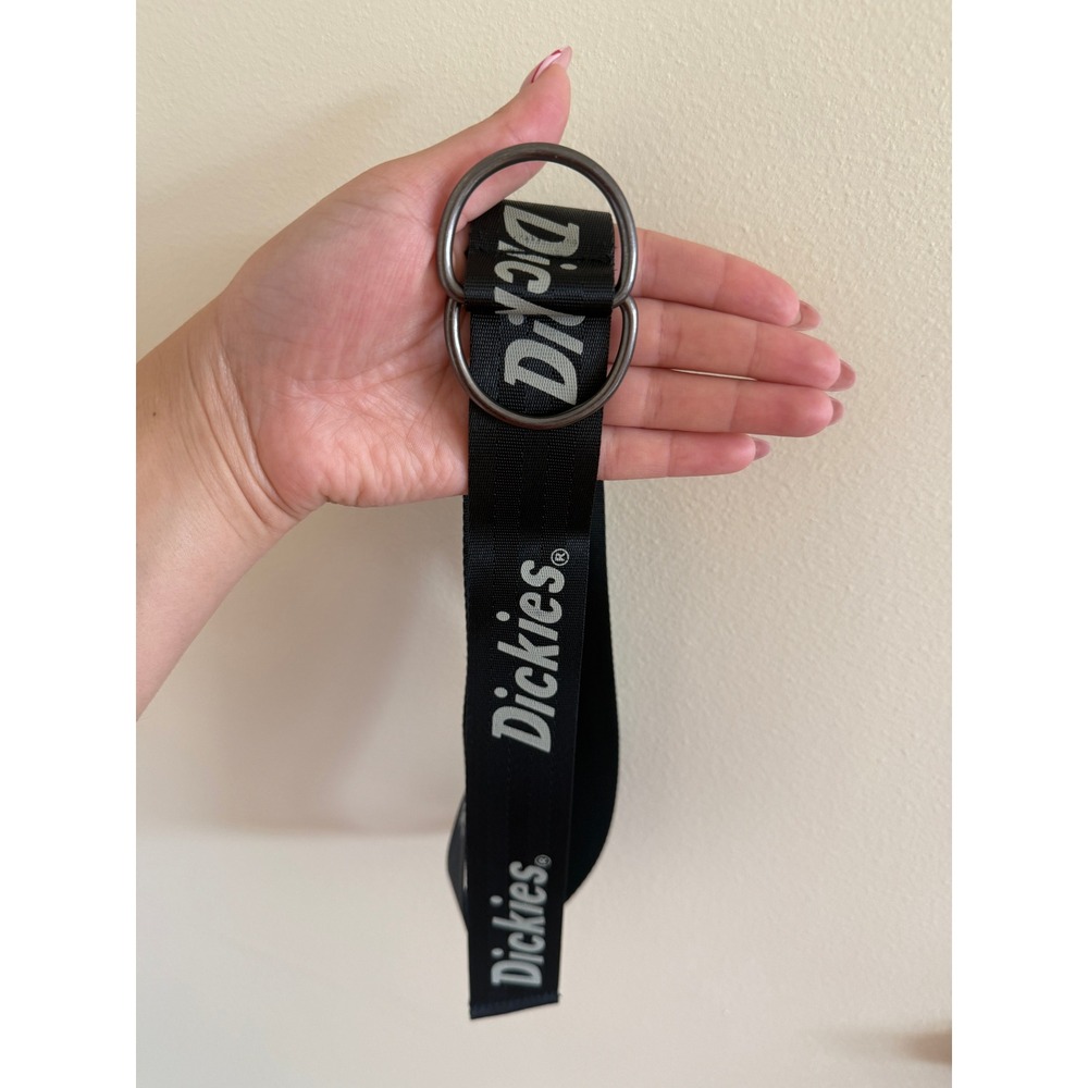 Dickies Logo Web Belt Black Silver DRing Buckle Streetwear Industrial Adjustable